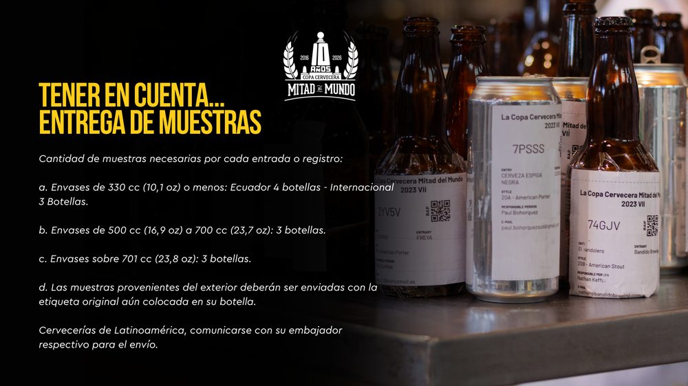 Muestras de cerveza para la competencia